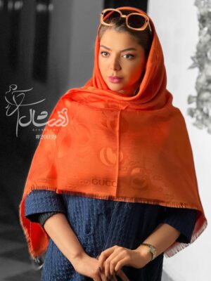 روسری نارنجی ابریشم ژاکارد مدل گوچی - فروشگاه آنلاین - آذرشال Azarshawl