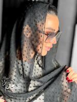 شال مشکی خال برجسته حریر نخ - فروشگاه آنلاین - آذرشال Azarshawl