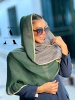 شال حریر دولایه طوسی سبز - فروشگاه آنلاین - آذرشال Azarshawl