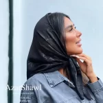 روسری قواره کوچک مشکی گل - فروشگاه آنلاین - آذرشال Azarshawl