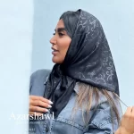 روسری قواره کوچک مشکی گل - فروشگاه آنلاین - آذرشال Azarshawl