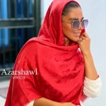 روسری ژاکارد ابریشم شنل Chanel قرمز - فروشگاه آنلاین - آذرشال Azarshawl