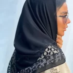 روسری حریر نخ حاشیه تور نگین - فروشگاه آنلاین - آذرشال Azarshawl