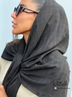 روسری مشکی حریر نخ چهارخونه ترک - فروشگاه آنلاین - آذرشال Azarshawl