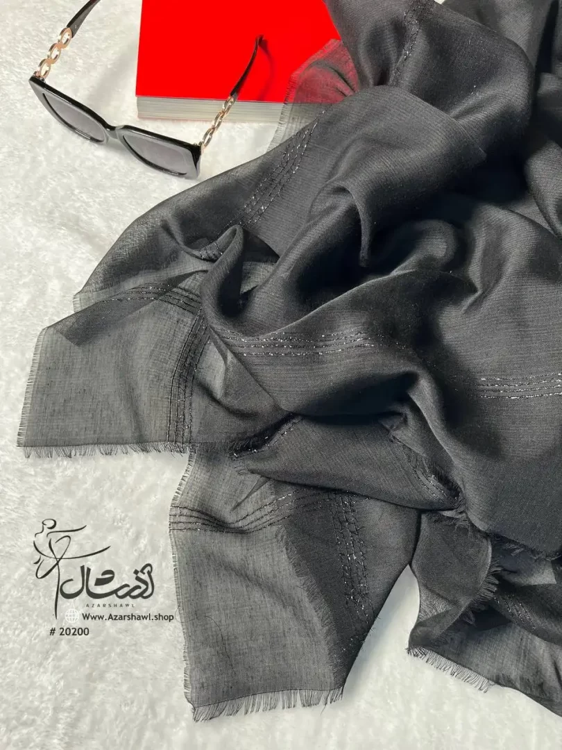 روسری مشکی نخی حاشیه لمه - فروشگاه آنلاین - آذرشال Azarshawl