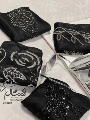 روسری مشکی قواره بزرگ سنگدوزی - خرید و قیمت در فروشگاه آذرشال azarshawl