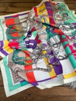 روسری قواره 100 ساتن تویل رنگی هرمس Hermes - آذرشال azarshawl