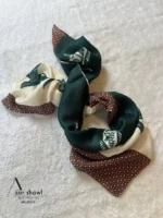 خرید روسری قواره کوچک نخی بهاره کرم یشمی - آذرشال azarshawl