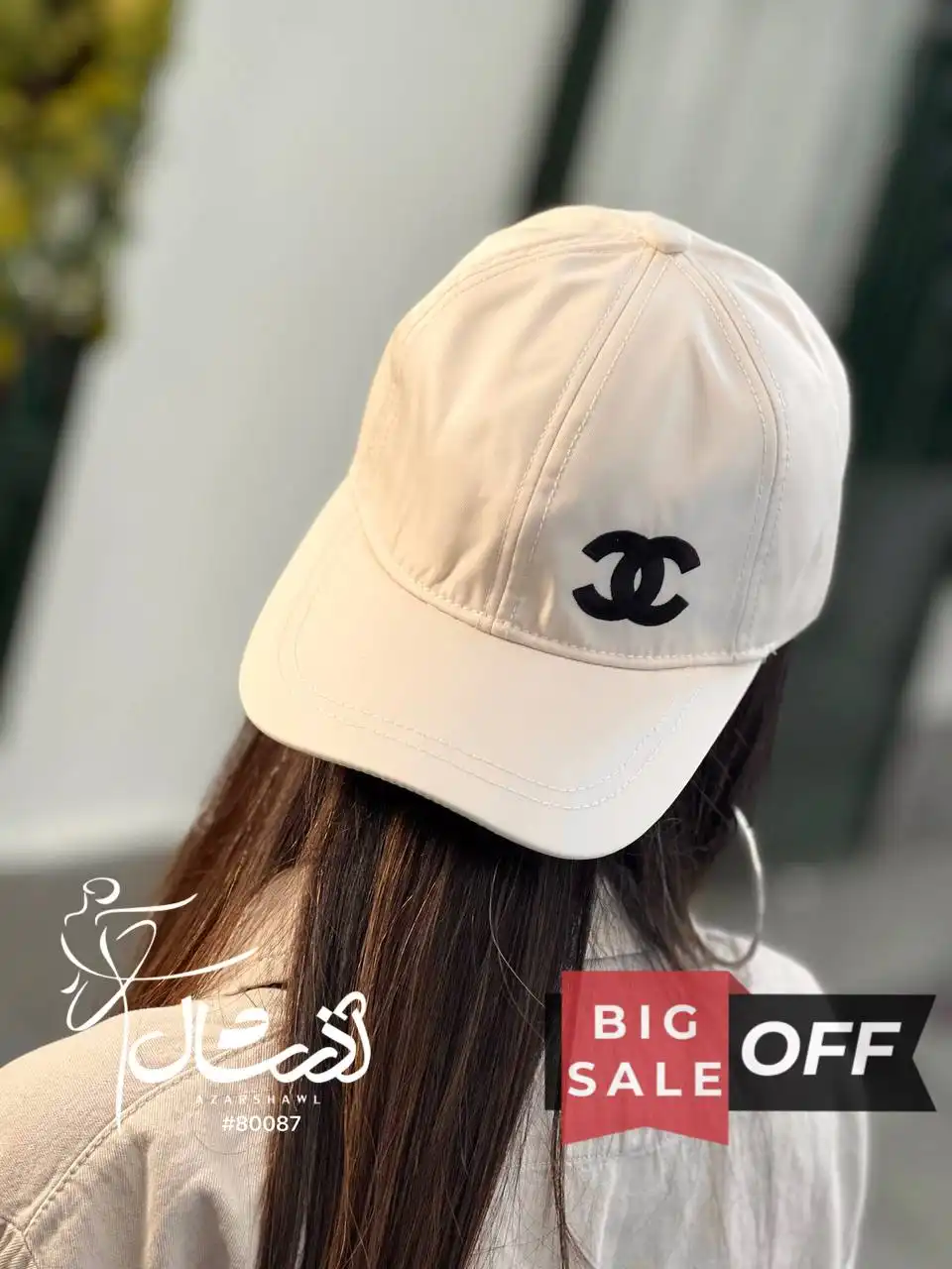 کلاه نقابدار گل دوزی برجسته سفید شنل CHNEL - خرید و قیمت آذرشال azarshawl