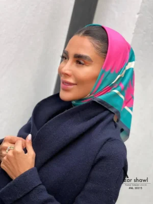 خرید روسری قواره کوچک تویل بهاره سبز سرخابی - سایت شال و روسری آذرشال