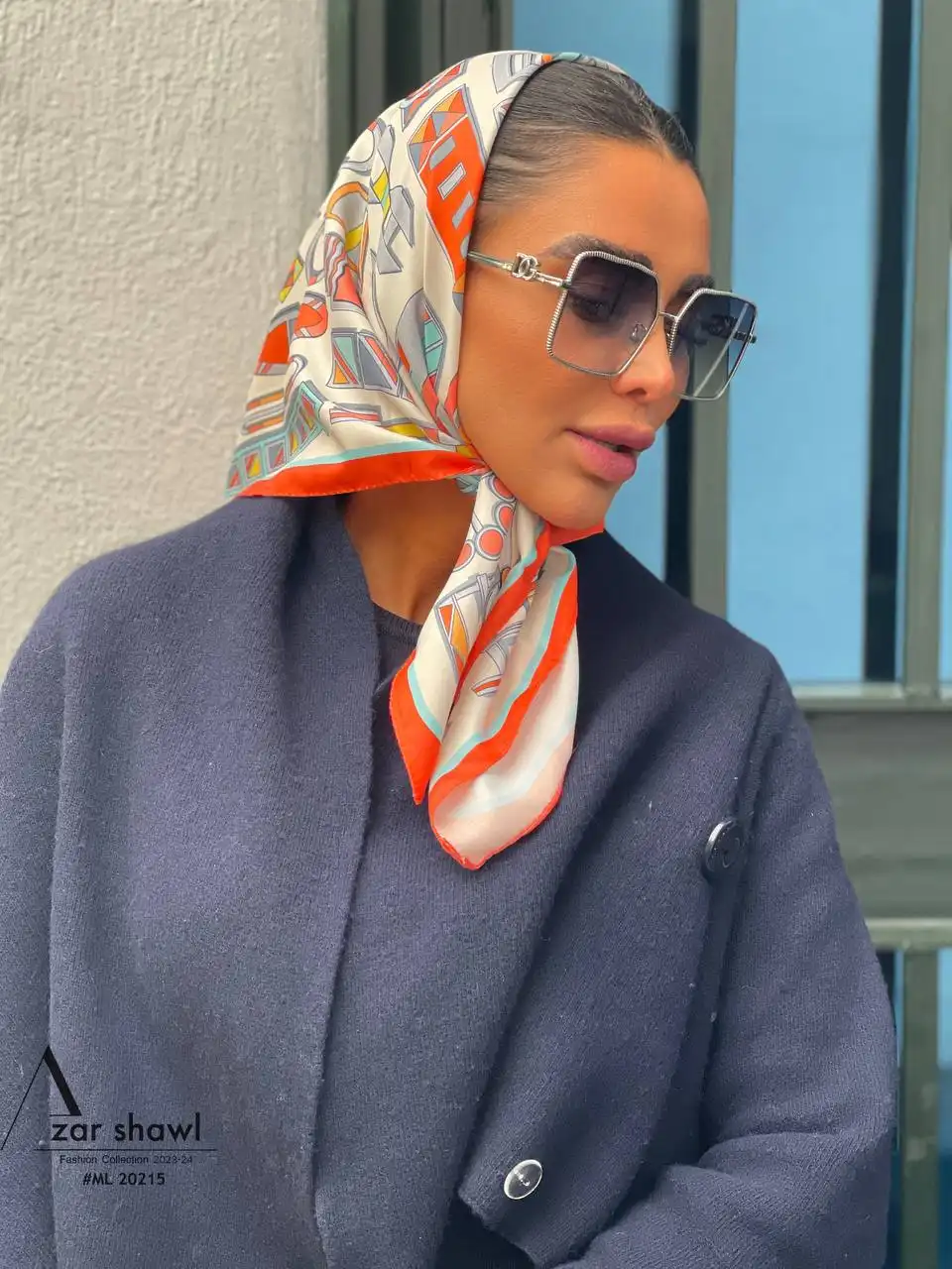 خرید روسری قواره کوچک تویل بهاره کرم نارنجی - سایت شال و روسری آذرشال