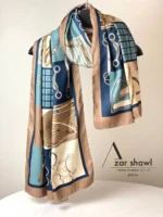 شال پاییزه موهر دورو قهوه ای سرمه ای شنل CHANEL -خرید از آذرشال azarshawl