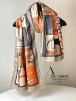 شال پاییزه موهر دورو کرم نارنجی شنل CHANEL - خرید و قیمت آذرشال azarshawl