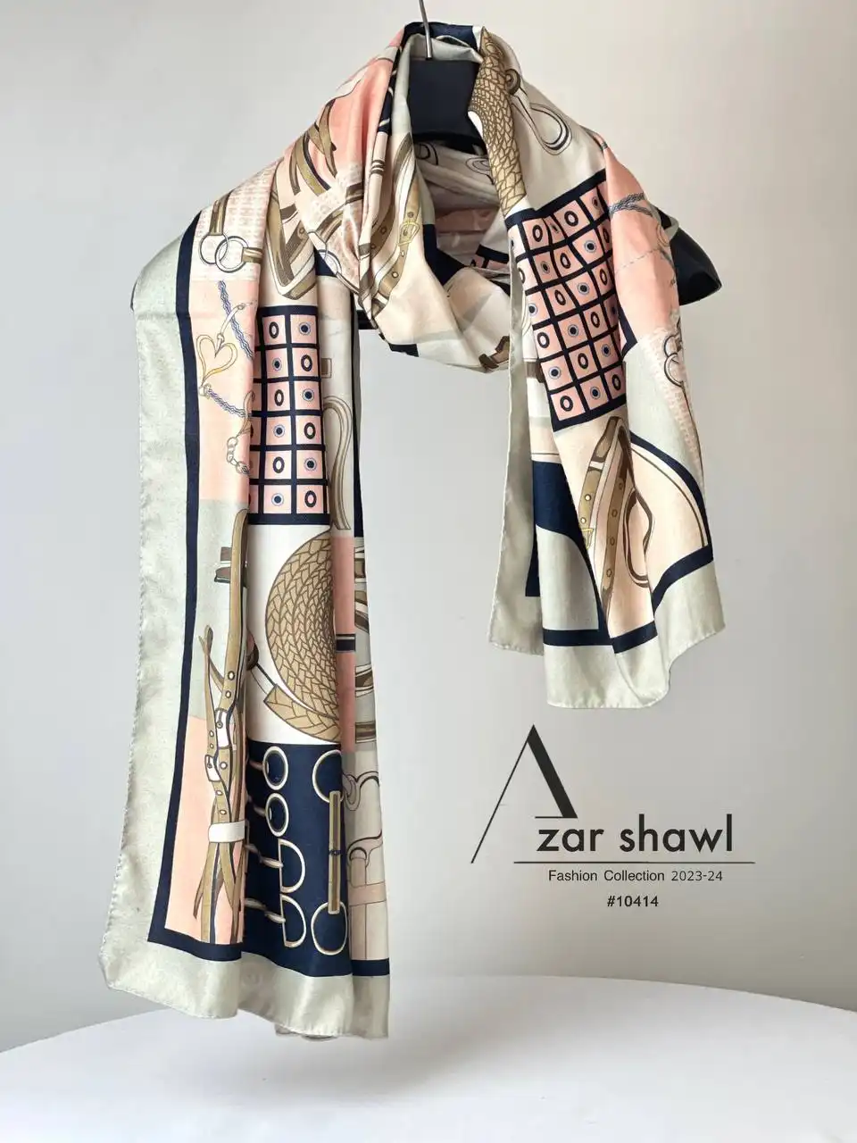 خرید شال پاییزه موهر دورو کرم صورتی شنل CHANEL -خرید از آذرشال azarshawl