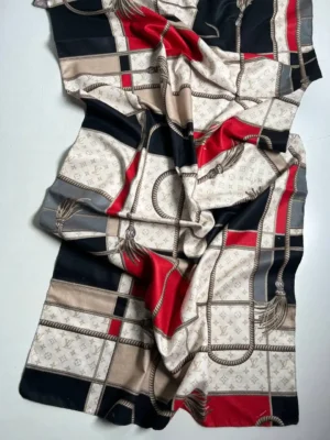 شال موهر گرم دورو کرم قرمز مدل لویی ویتون Louis Vuitton - آذرشال azarshawl
