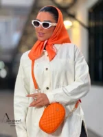 خرید روسری قواره کوچک تویل بهاره ساده نارنجی - خرید آذرشال azarshawl