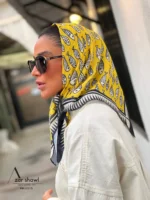 خرید روسری قواره کوچک نخی بهاره ماهی زرد - آذرشال azarshawl