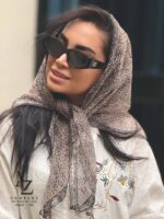 روسری سه گوش تور طرح پلنگی ریز مناسب تابستان