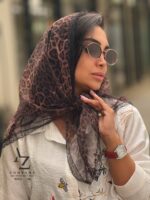 روسری سه گوش تور طرح پلنگی مناسب تابستان