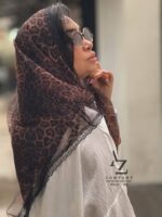 روسری سه گوش تور طرح پلنگی مناسب تابستان