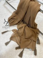 شال ساده برشکا پلیسه رنگ قهوه ای شتری مناسب تابستان