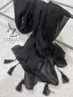 شال ساده برشکا پلیسه رنگ مشکی مناسب تابستان