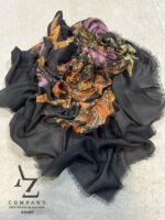 روسری نخی سایز 140 طرح دیور جنگل مشکی رنگی مناسب تابستان