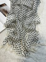 شال لینن توپ توپی ریشه فیتیله سفید مشکی مناسب تابستان
