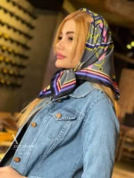 خرید روسری قواره کوچک تویل بهاره طوسی سرخابی - سایت شال و روسری آذرشال