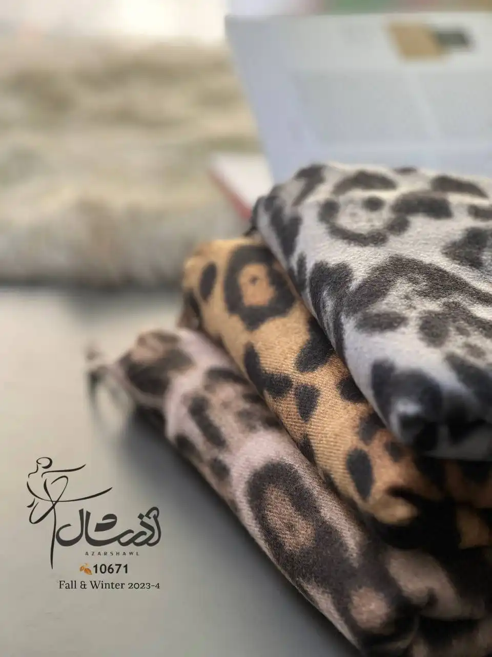 شال موهر پشمی پلنگی ریشه دار - خرید و قیمت آذرشال azarshawl