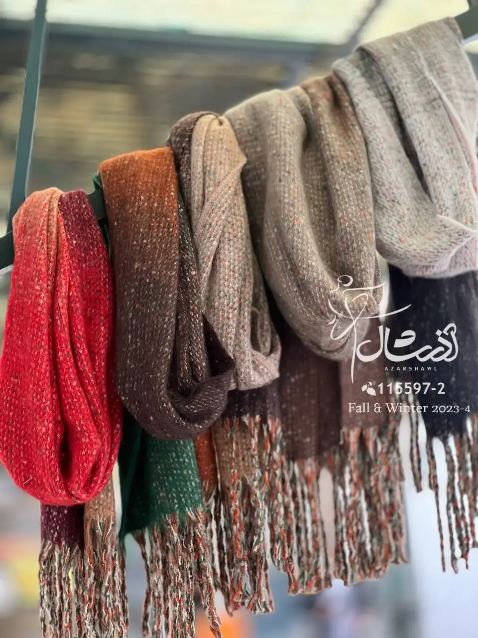 خرید شال پاییزه زمستانه پشمینه طیفی - آذرشال azarshawl