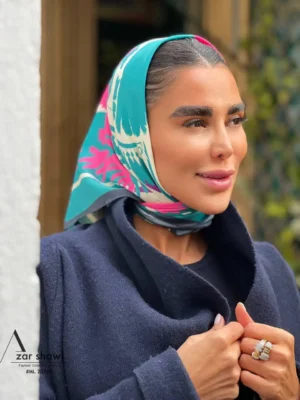 خرید روسری قواره کوچک تویل بهاره سبز سرخابی - سایت شال و روسری آذرشال
