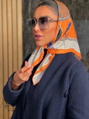 خرید روسری قواره کوچک تویل بهاره نارنجی - سایت شال و روسری آذرشال