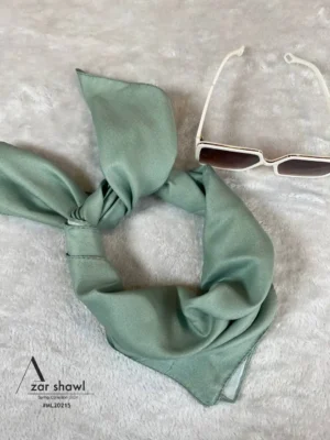 خرید روسری قواره کوچک تویل بهاره ساده سبز سیج - خرید آذرشال azarshawl
