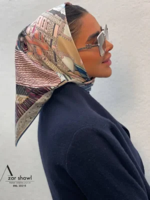 خرید روسری قواره کوچک تویل بهاره کرم گلبه ای - سایت شال و روسری آذرشال