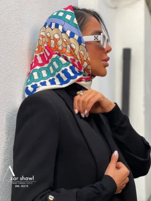 روسری قواره کوچک تویل بهاره رنگی رنگی شنل chanel - خرید آذرشال azarshawl