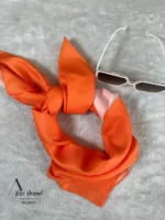خرید روسری قواره کوچک تویل بهاره ساده نارنجی - خرید آذرشال azarshawl