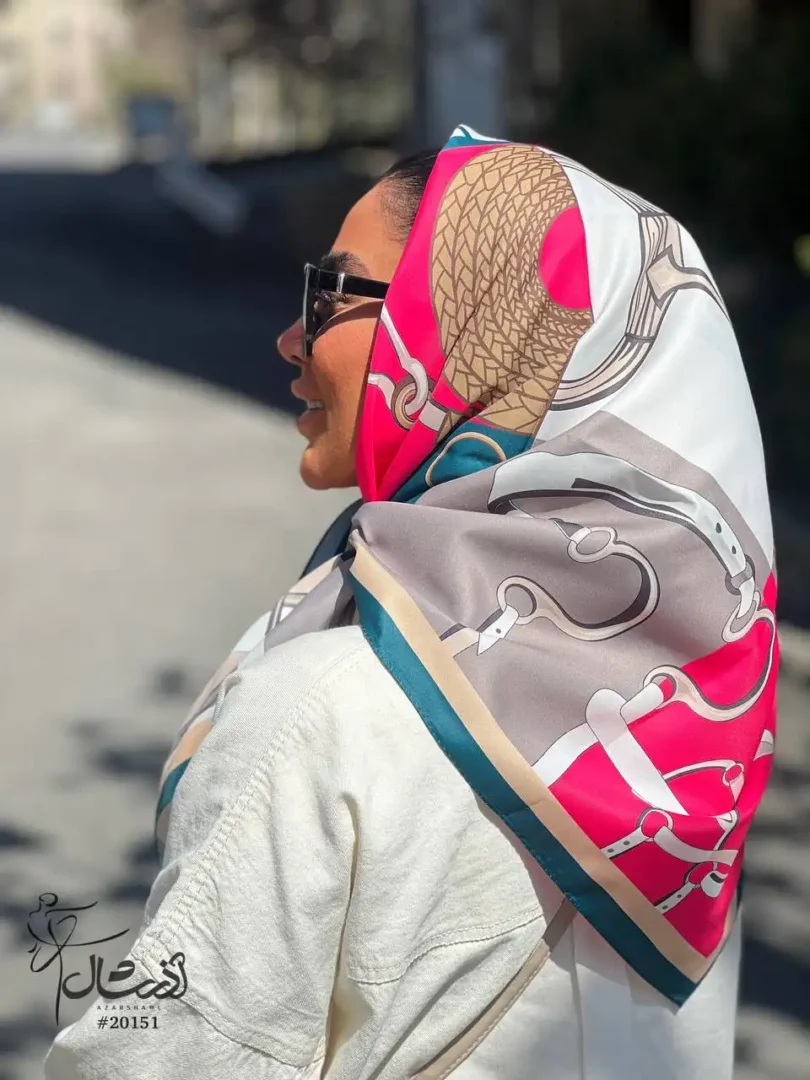 خرید روسری مدیوم ساتن تویل سرخابی سبز - خرید و قیمت آذرشال azarshawl