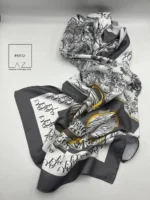 خرید شال تویل چاپی دیور Dior بهاره طوسی - خرید و قمیت آذرشال azarshawl
