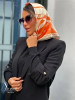 خرید روسری قواره کوچک تویل بهاره نارنجی کرم - خرید آذرشال azarshawl