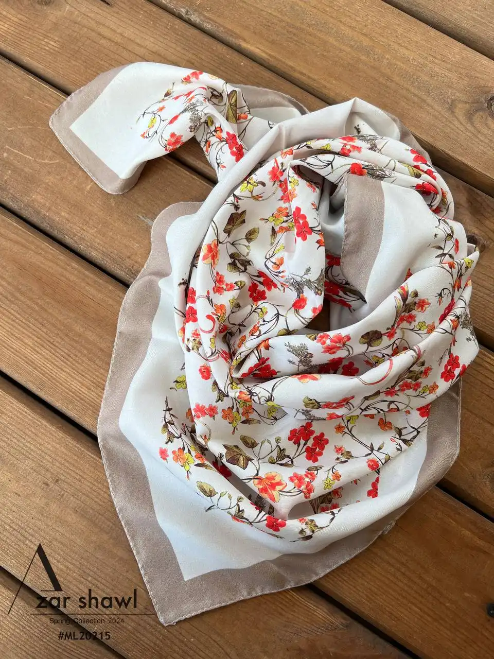 خرید روسری قواره کوچک تویل گلدار - خرید آذرشال azarshawl