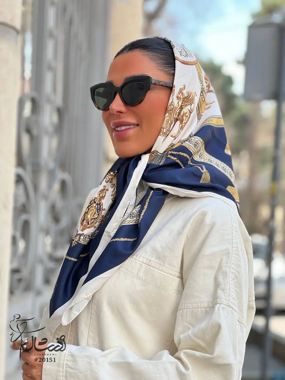 خرید روسری مدیوم ساتن تویل سرمه ای - خرید و قیمت آذرشال azarshawl