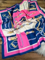 خرید روسری مدیوم ساتن تویل کرم سرخابی - خرید و قیمت آذرشال azarshawl