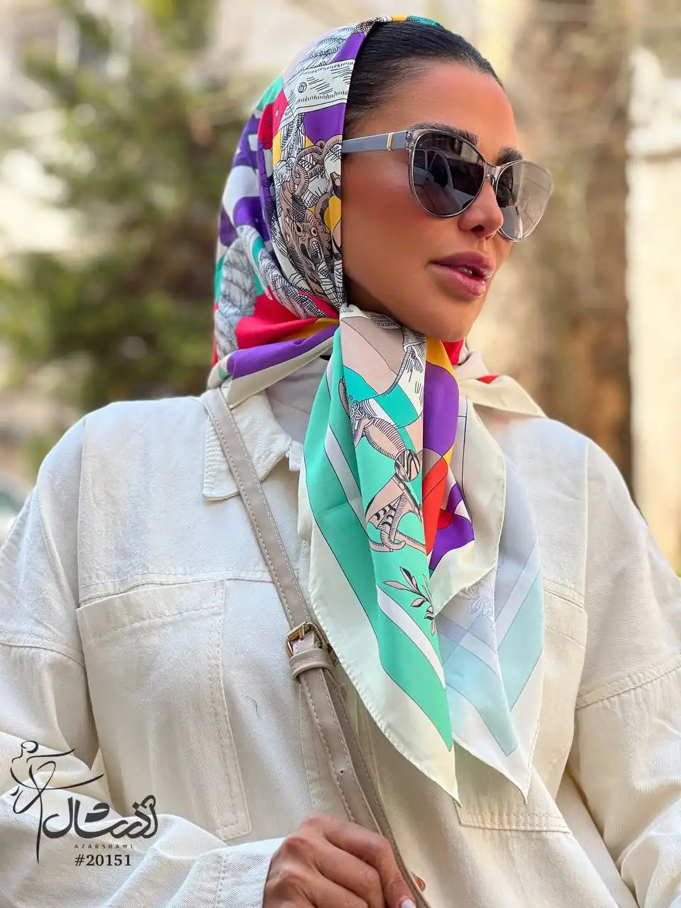 روسری قواره 100 ساتن تویل رنگی هرمس Hermes - آذرشال azarshawl