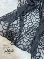 شال ابریشم مشکی مجلسی اورگانزا خامه دوزی طرح گل درشت - آذرشال azarshawl